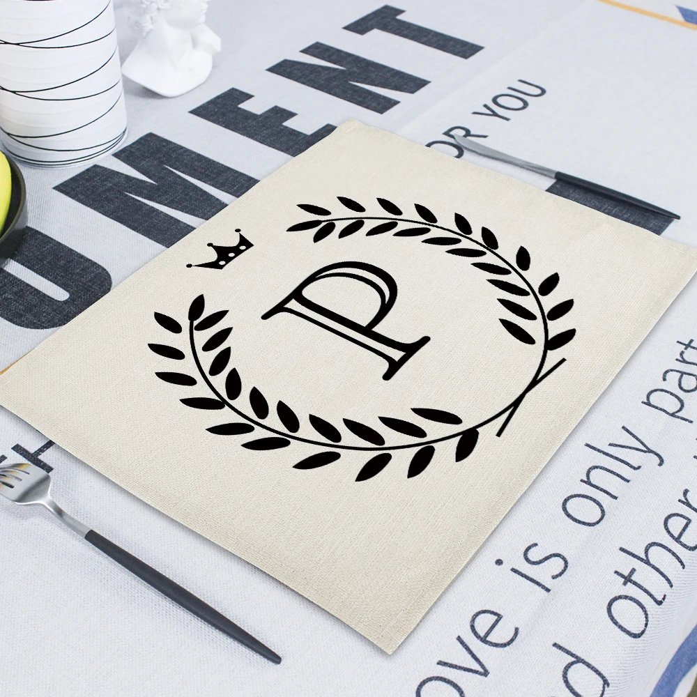 42*32cm Geometric Letter Wedding Napkin Dining Table Mat Drink Coasters Linen Pads Kitchen Table Mats Napkins Servilleta De Tela - Цвет: CD32-16