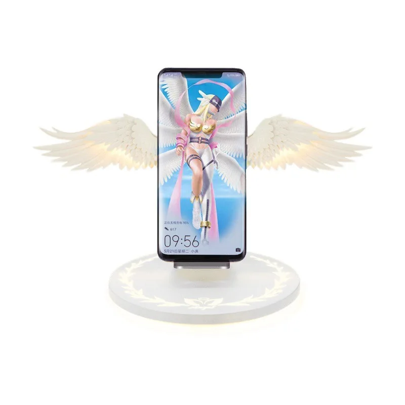 

Mobile Phone Holder Charger Ornament Universal Wireless 10W Plastic Protection Fast Angel Wings Stand Portable Charging Dock