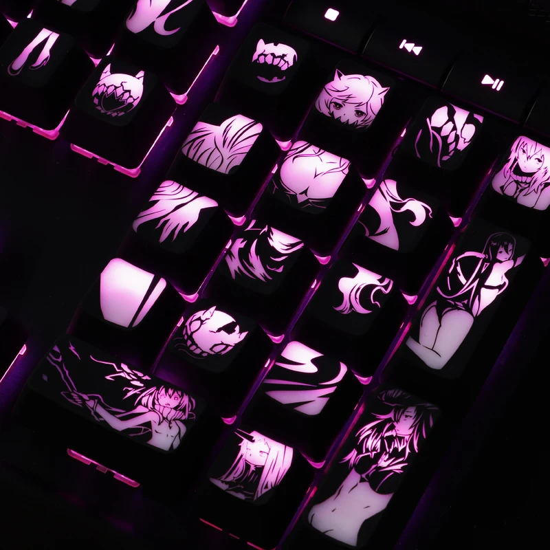 Conjunto High-end Backlit Keycap Teclado Mecânico Buraco Preto Revestimento Chave para Kantai Coleção Corsair K70 Razer Cereja 1 - Imagem 5