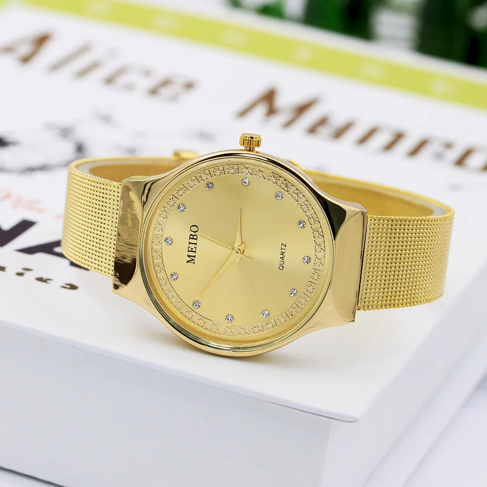 

New Style meibo Fashion Quartz STUDENT'S Watch Rhinestone Measuring Steel Belt Watch Women's Ladies' Watch