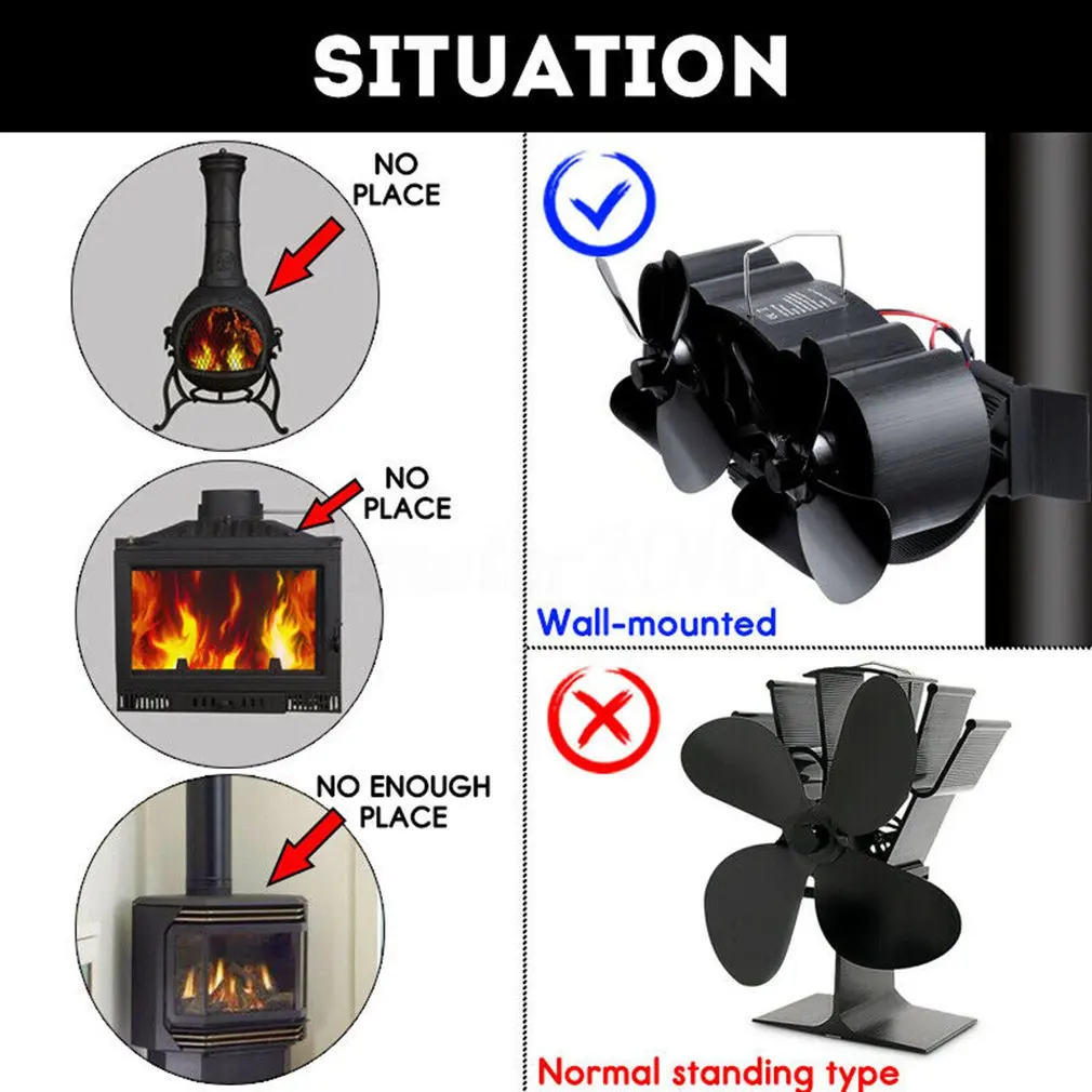 Двойная головка настенный вентилятор для печки 8 лопастной вентилятор для камина с тепловым питанием для деревянной горелки экологический вентилятор для дома эффективное распределение тепла