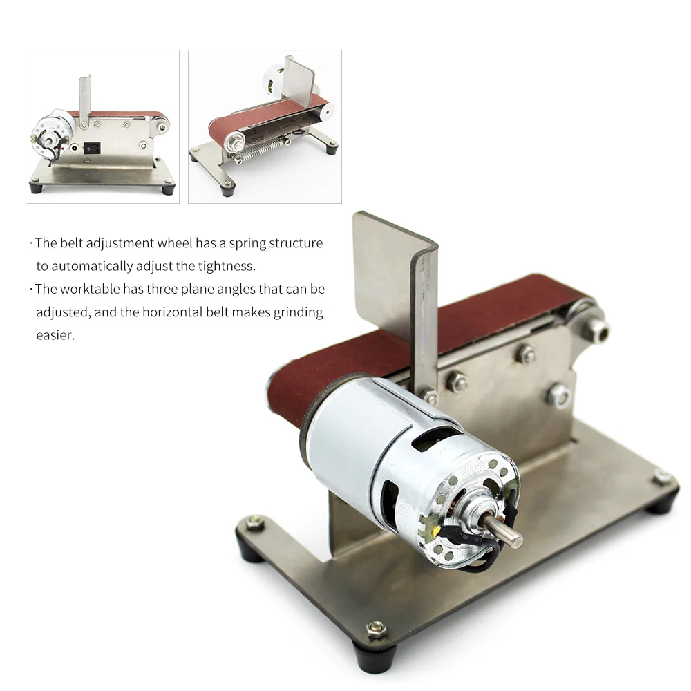 Multifunctional Horizontal Belt Sander Mini Electric Belt Sander DIY Polishing Grinding Machine Cutter Edges Sharpener