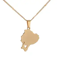 Stainless Steel Ecuador Map Pendant Necklaces Ecuadorian Maps Trendy Heart Jewelry 1