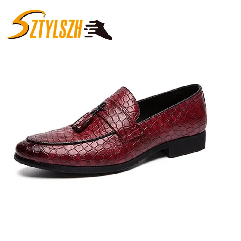 Мужские модельные туфли; сезон весна-осень; Мужская обувь для деловой вечеринки; дышащая мужская деловая обувь с острым носком и низкой лентой - Цвет: Красный