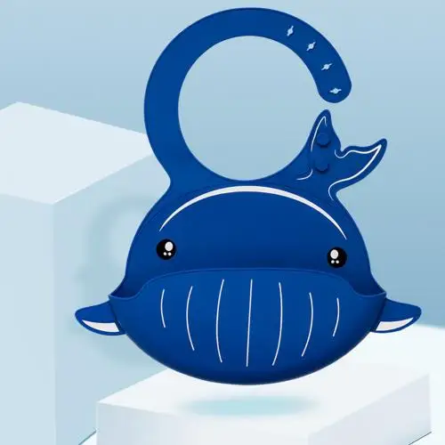 Navy Blue Whale Детские нагрудники из водонепроницаемого силикона, Слюнявчики для кормления, полотенца для новорожденных, Мультяшные фартуки, детские нагрудники, регулируемые Слюнявчики, бандана - Цвет: Navy Blue Whale