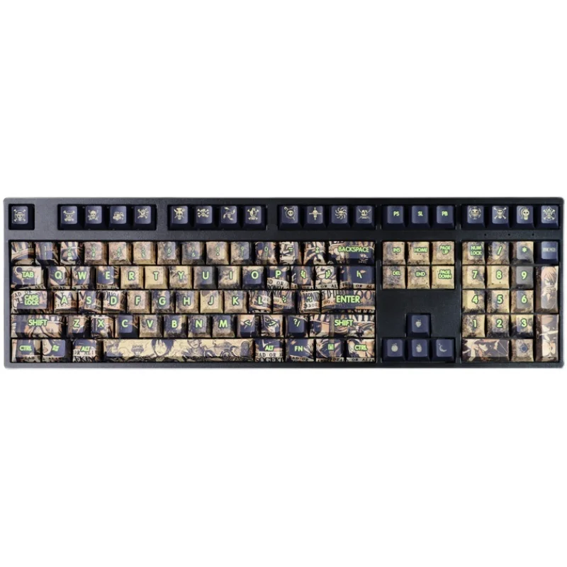Conjunto Pbt Lados Corante Sublimação Retro Keycaps Bidimensional dos Desenhos Animados Anime Chave Caps para Peça Cherry Perfil 1 - Imagem 5