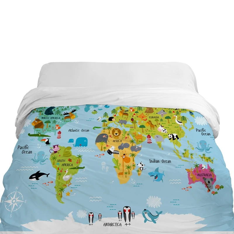 Cartoon map 04 3D Cartoon Duvet Cover,comforter/Blanket Cover for kids/baby/children,Quilt cover,Bedding Underwater world fish - Цвет: Cartoon map 04