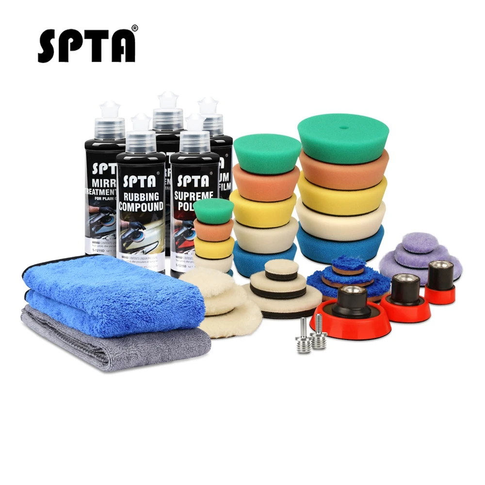

SPTA Polishing Sponge Pad Set Backing Plate Car Care Agent Set Auto Waxing Sponge Buffing Galzing System