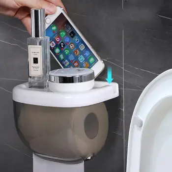 

Toilet Paper Holder Waterproof Wall Mount Rack Mobile Phone Storage Shelf Toilet Paper Roll Paper Tube Tray Tissue Box Home