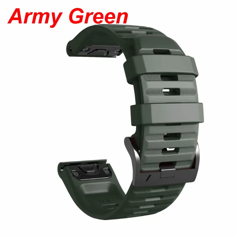 Army Green 22 мм мягкий силиконовый ремешок дышащий ремешок для часов GARMIN Fenix 6 - Цвет: Army Green