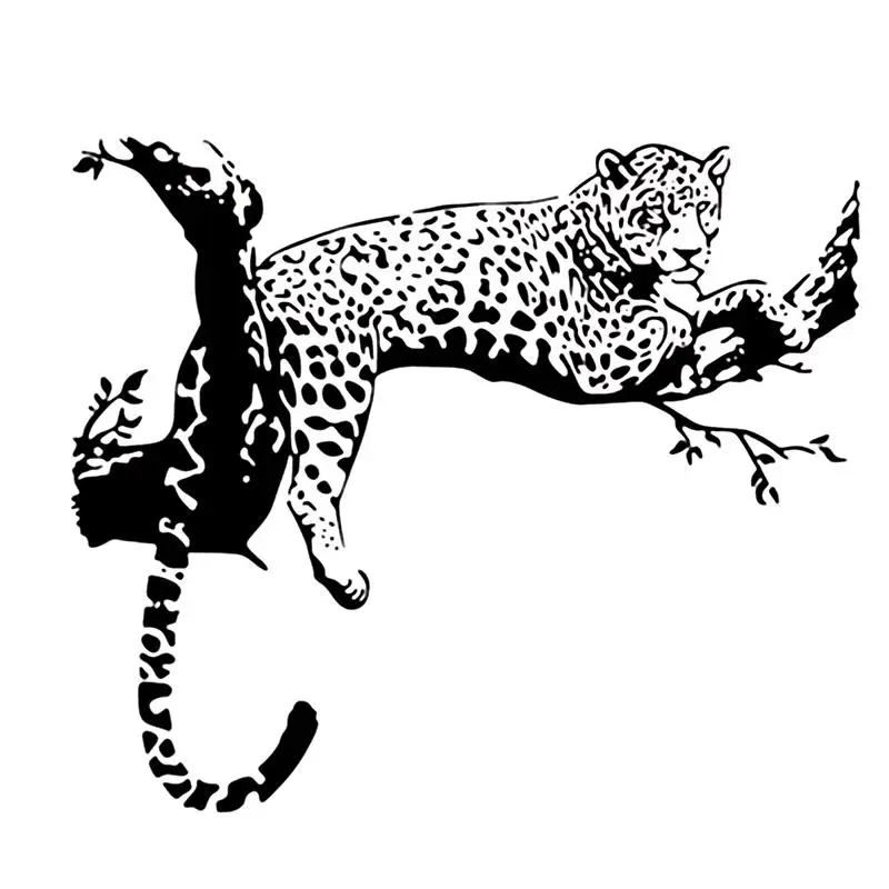 Дикие пятнистые большие леопардовые животные настенные стикеры художественная Фреска украшение дома Леопардовый зверь лежа на ветке дерева джунгли стиль наклейки