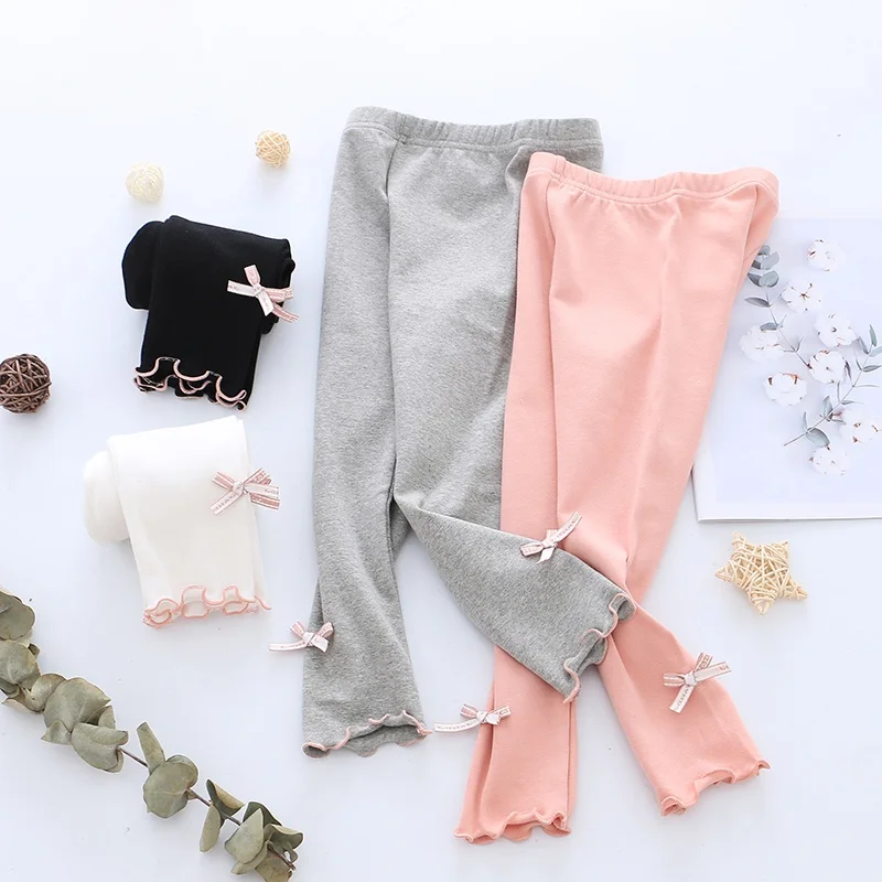 

Autumn Newborn Baby Girls Cute Pants Cotton Leggings Elastic Waist Bowknot Design Toddler Bottom 2019 New