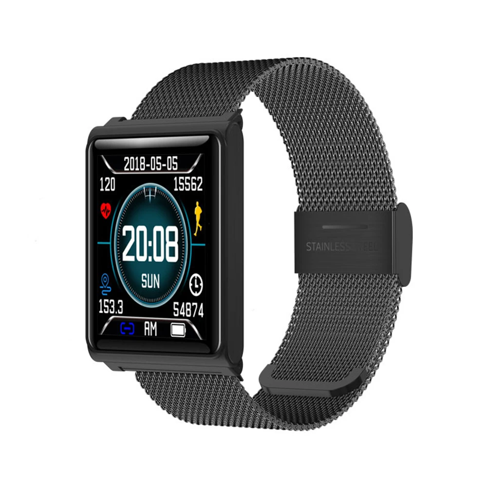 black-steel N98 водонепроницаемый смарт-браслет часы Bluetooth Браслет Шагомер сна монитор сердечного ритма кровяное давление фитнес-трекер - Цвет: black-steel