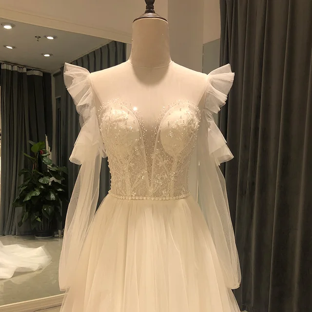 SL-8137 vestido sukienki robe de mariee mariage dress hochzeit brautkleid princesse wedding gowns tulle boho simple bridal 5