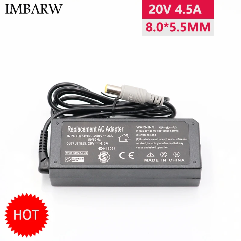 20V 4.5A 90W AC адаптер питания зарядное устройство Шнур для Lenovo ThinkPad ноутбука