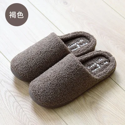 Новинка; Xiaomi Mijia Youpin; Домашние плюшевые хлопковые тапочки для женщин; ; Домашние Нескользящие мужские тапочки из хлопка с мягкой подошвой для влюбленных пар - Цвет: 45-46 coffee