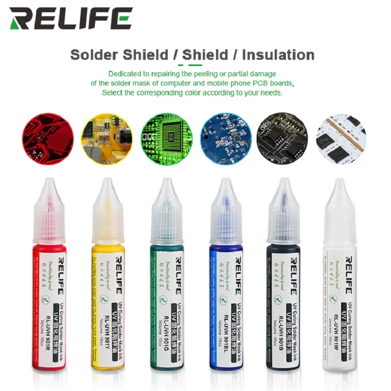 RELIFE Welding Fluxes UV Glue Curable Solder Mask 10CC For PCB BGA Circuit Board Protect Soldering Paste Flux Cream Welding Oil