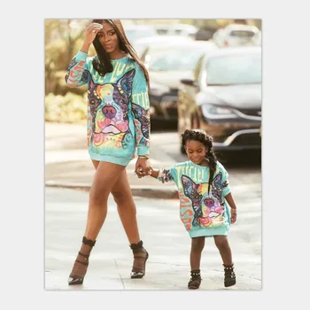 

Mother Daughter Matching Dresses Women Girls Short Mini Dress T Shirt Dress