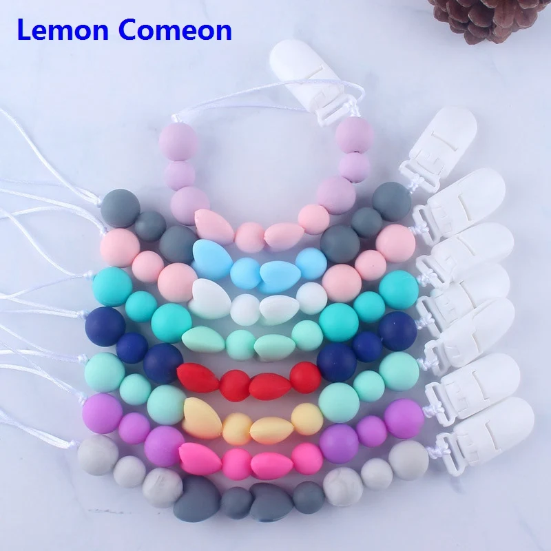 Colorful Silicone Pacifier Clip Silicone Loose Beads Molar Love beads Chupetero Chain For Infant Feeding Toddle Chew Toy Clips