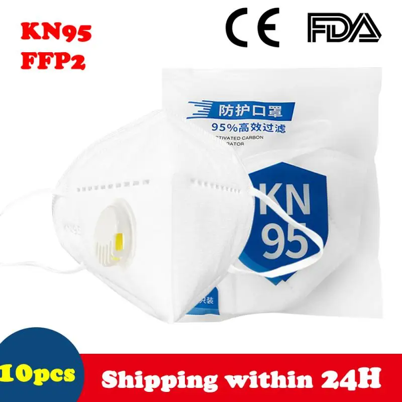 

10PCS KN95 Dust Masks N95 Respirator Air Filter Gas Mask Safety Protective kf94 fPp3 Face Mouth Mask In stock Fast shipping