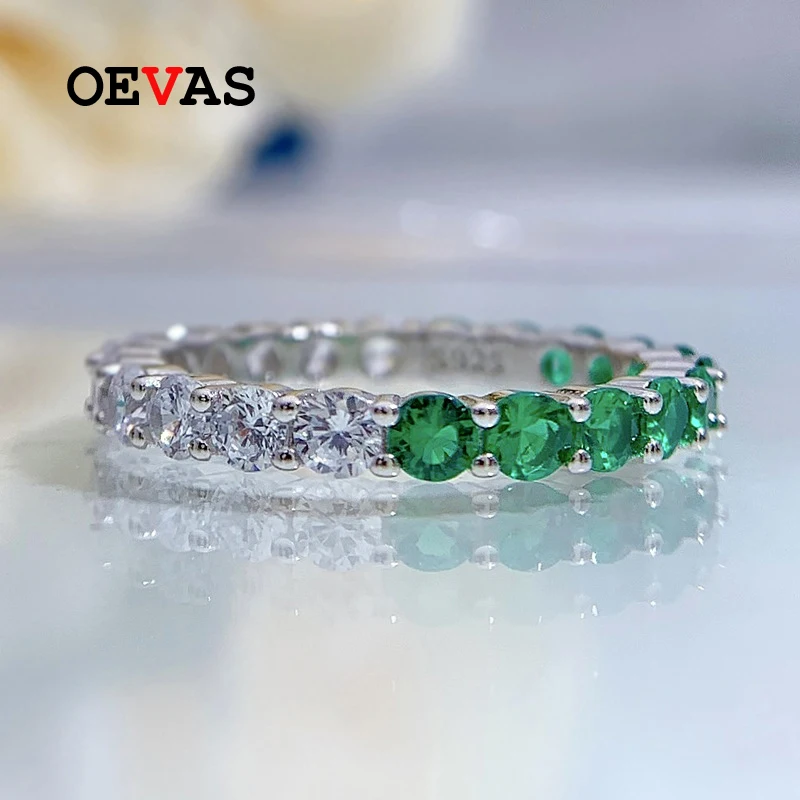 OEVAS 100% 925 Sterling Silver Emerald High Carbon Diamond Rings For Women Sparkling Wedding Party Fine Jewelry Gift Wholesale | Украшения