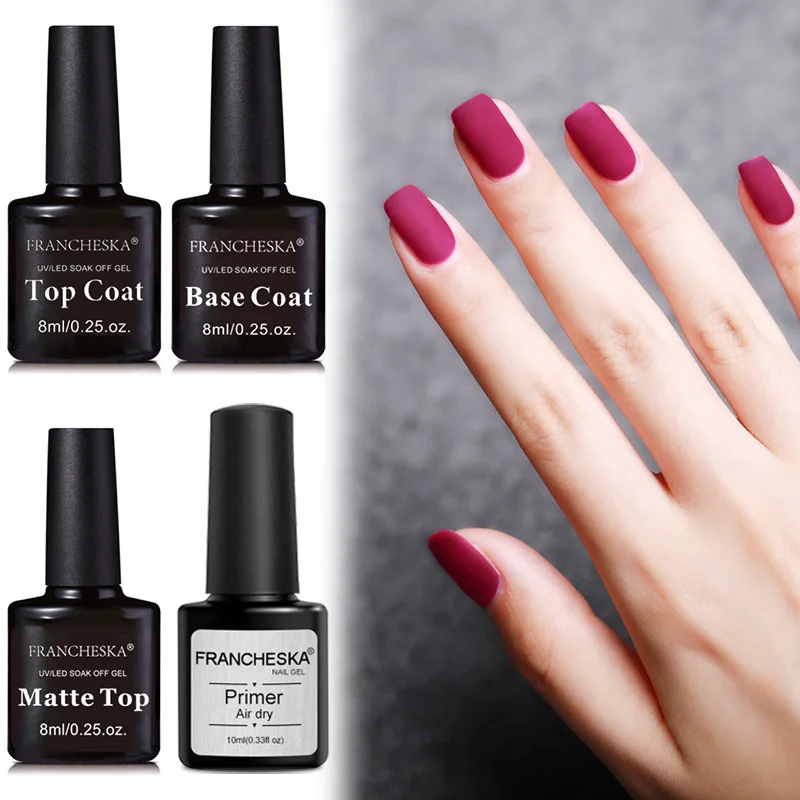 4 piece Top Coat Base Coat Primer Seal Layer Frosted UV Gel Nail Tips