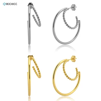 

Kikichicc 925 Sterling Silver Big Circle Large Hoops Women Luxury Loops Circle Rock Punk Piercing Women Earring Jewelry