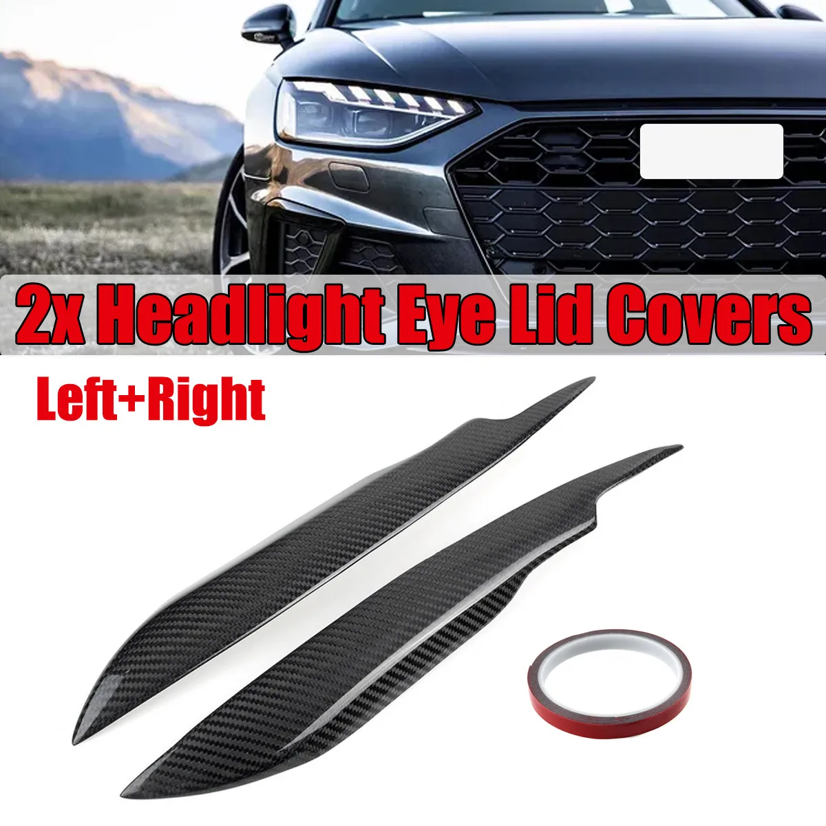 

Car Headlight Eyebrows Eyelids Resin Stickers Trim Cover Headlight Lid Resign/Real Carbon Fiber for Audi A4 S4 RS4 B7 05-08
