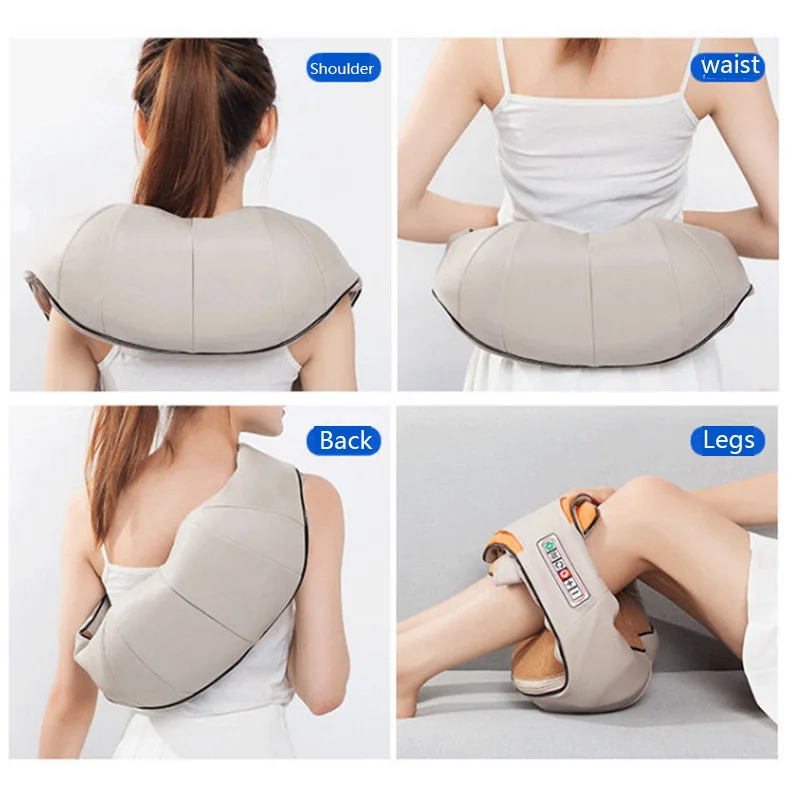 Scialle per massaggio elettrico a forma di U, riscaldato a infrarossi, impastatore 4D, dispositivo per massaggio Shiatsu per auto/casa, strumento per la cura del corpo, collo, spalle e schiena_voghion.com