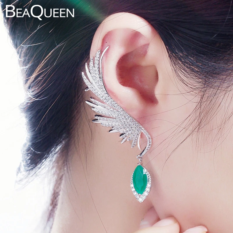 beaqueen-forma-de-pena-grande-verde-marquesa-pedra-gota-longa-asa-anjo
