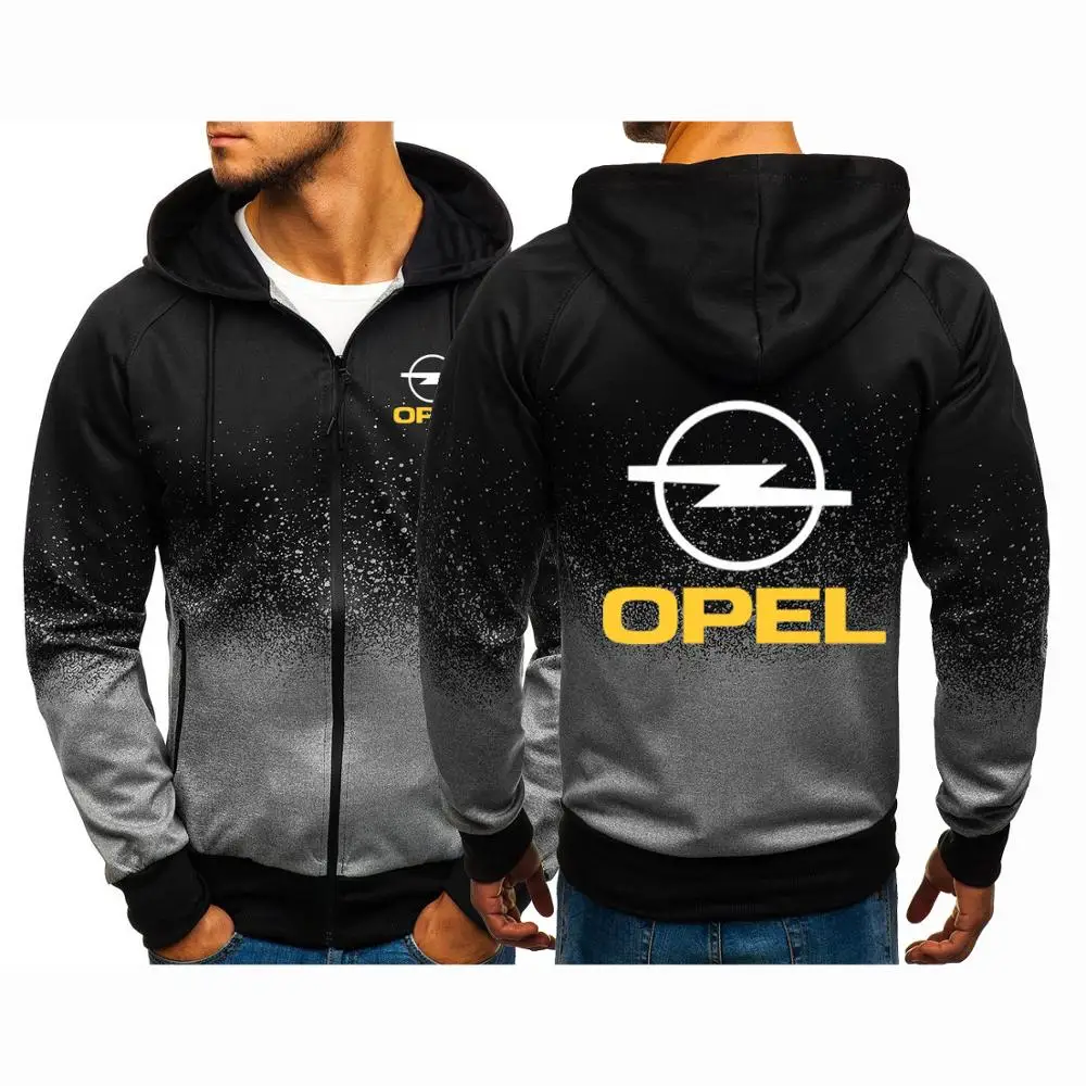 OPEL-Sudadera con capucha y cremallera para hombre, ropa deportiva masculina Casual, cómoda y personalizada, de Color degradado Harajuku, 2020