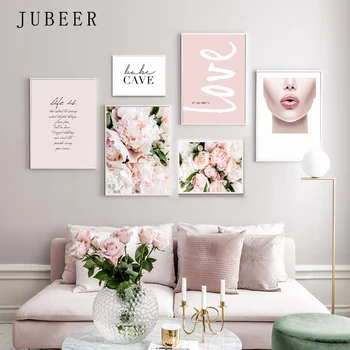 

Pink Petals Posters and Prints Flower Canvas Prints Inspirational Quotes Decoration Picture for Living Room Poster Home Decor