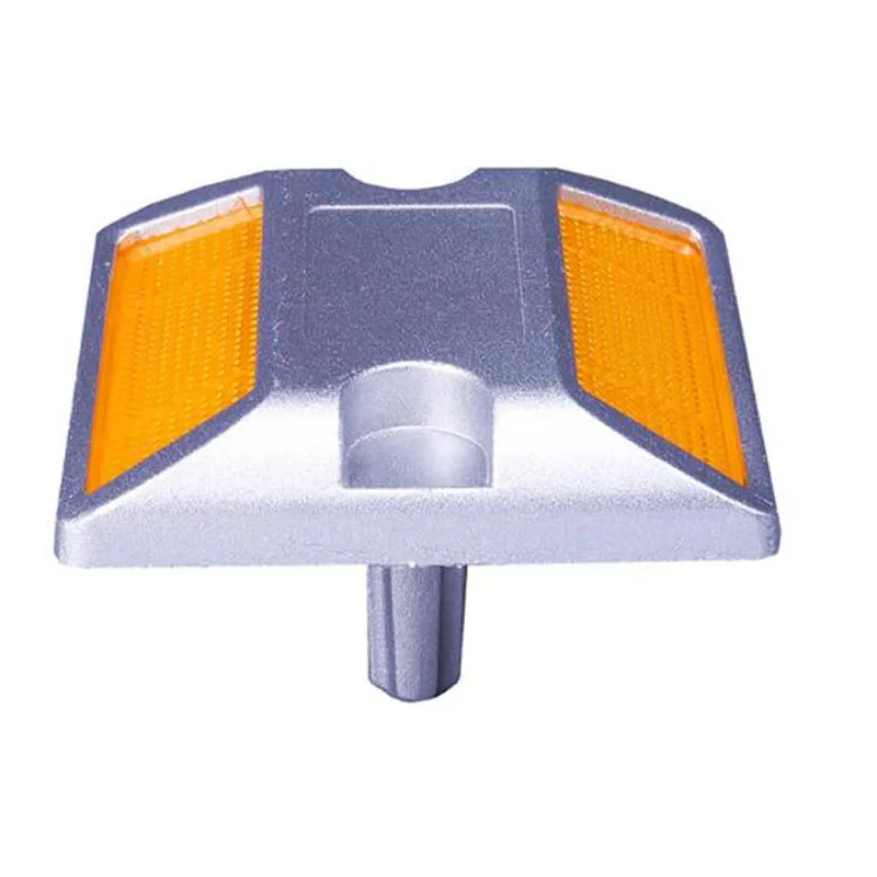 Yellow Reflector Aluminum Road Stud with shank/ without shank type, roadway cat eye