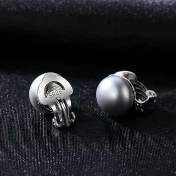 

Fashion New 10-15mm Grey Big Pearl 100% 925 Sterling Silver Stud Earrings For Women Simple Luxury Brand Earrings Fine Jewelry