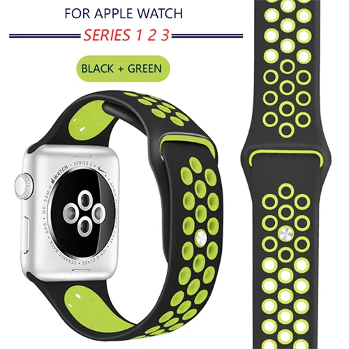 54-Black green Ремешок для спортивных часов для apple watch band 42 мм/38 мм apple watch 4 3 2 band iwatch band 44 мм/40 мм браслет ремень часы аксессуары - Цвет ремешка: 54-Black green