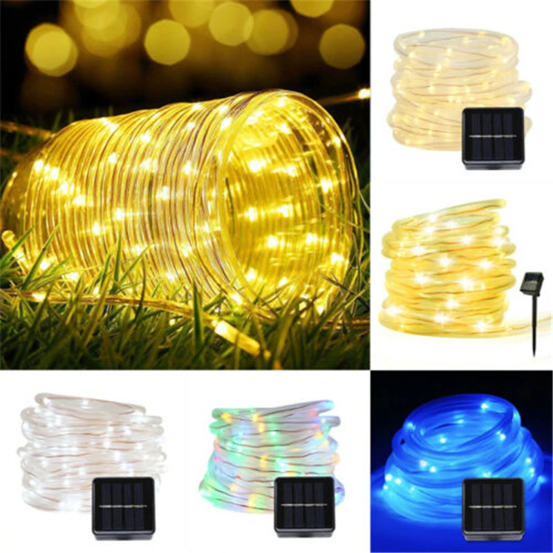 

7M/12M LED Solar Lamps 50/100 LEDs Rope Tube String Lights Fairy Holiday Christmas Party Outdoor Solar Garden Waterproof Lights