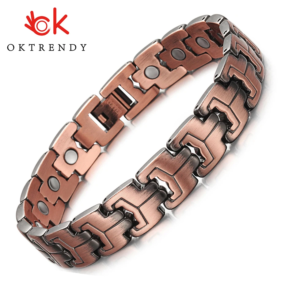 Oktrendy Men Magnetic Bracelets Red Copper Arthritis Therapy Health Care Bracelet Fashion Hologram Jewelry For Women
