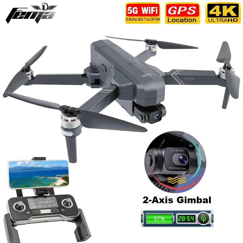 FEMA F11 4K PRO GPS Drones 4K Video Professional 5G FPV 2-axis Anti-shake Gimbal Camera Quadcopter Drone Brushless Vs SG906 Pro2