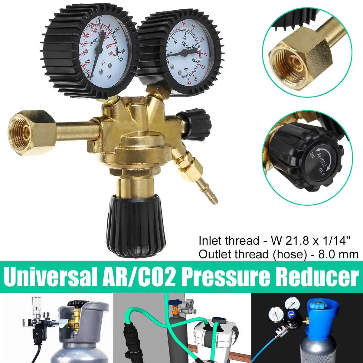 Mini reductor de presión mig mag Wig tubo de gas regulador de presión Tig argón co2/nitrógeno 
