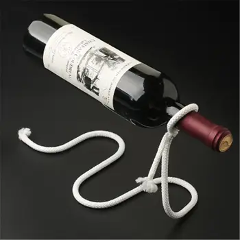 

Creative Craft Chain Wine Rack Magic 3D Suspended Alcohol Bottle Holder White Rope Wine Bottle Holder Practical Home Kitchen Bar