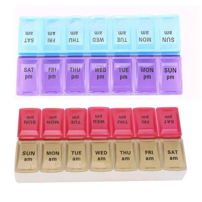 14 Grids 7 Days Weekly Pill Case Moisture-proof Medicine Tablet Organizer Pill Box Splitters Pill Storage Organizer Container