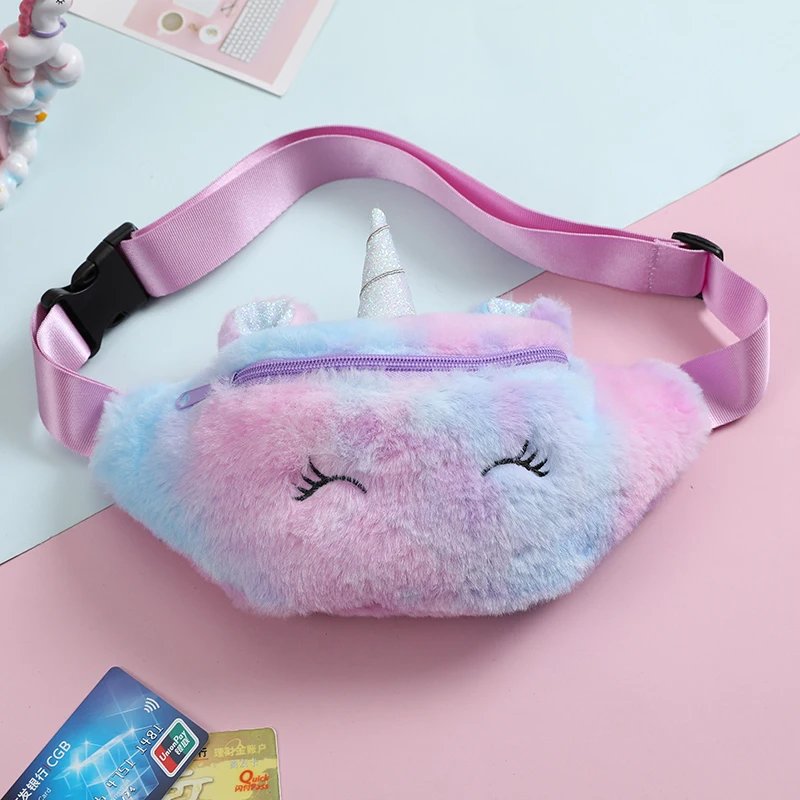 Fanny Women Plush Waist Bag Unicorn Chest Bags Cute Travel Belt Shoulder Bag For Teenager Girls Waist Bag