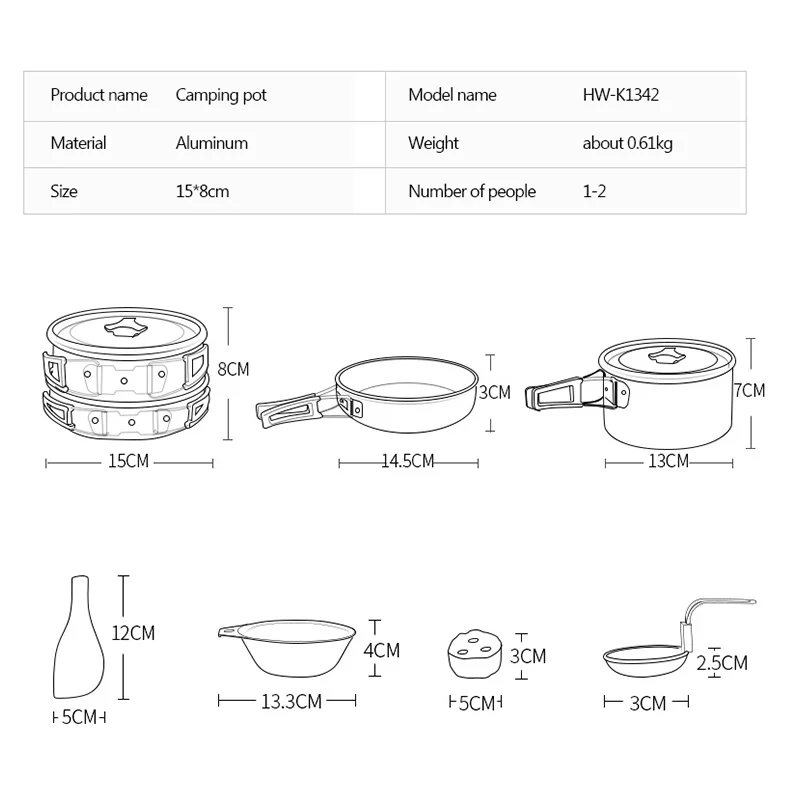 HEWOLF 1-2 человека походная посуда набор для пикника портативная походная посуда для приготовления пищи походная миска для пикника набор кастрюль