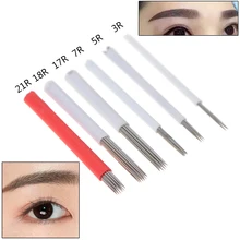 10 шт. микроблейдинг бровей Иглы татуировки перманентный макияж руководство лезвия затенение иглы