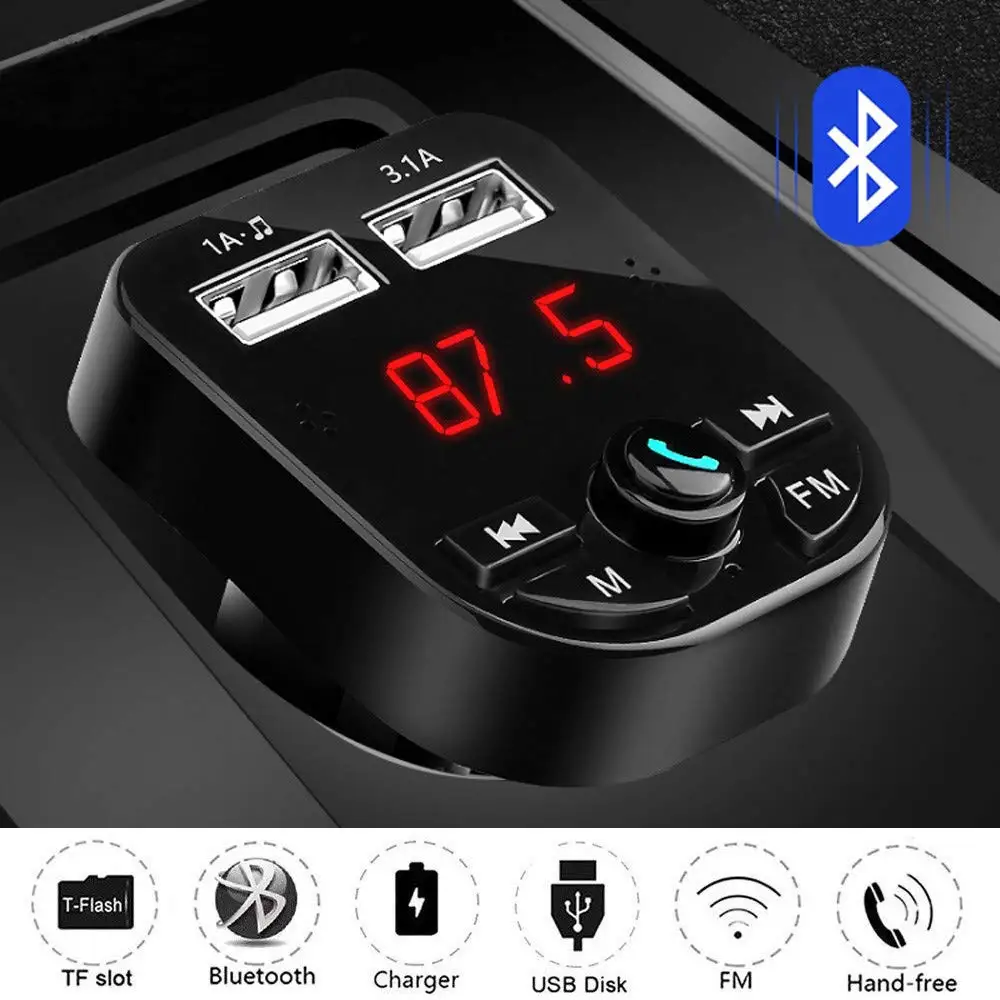 Olhveitra Bluetooth fm-передатчик адаптер для автомобиля iPhone samsung Oneplus Hands-Free автомобильный комплект зарядное устройство lcd MP3-плеер USB зарядное устройство