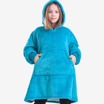 

TV Blankets Kids Hoodie Winter Blanket Wearable Sweatshirt Fleece Blanket With Sleeves Warm Sherpa Pullover Soft Hoody Pocket