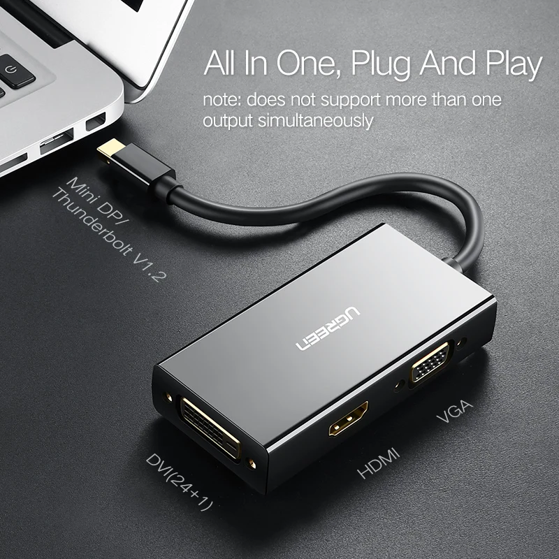 Ugreen Mini DisplayPort к HDMI VGA DVI адаптер Thunderbolt 2 конвертер Мини DP кабель для Surface Pro 4
