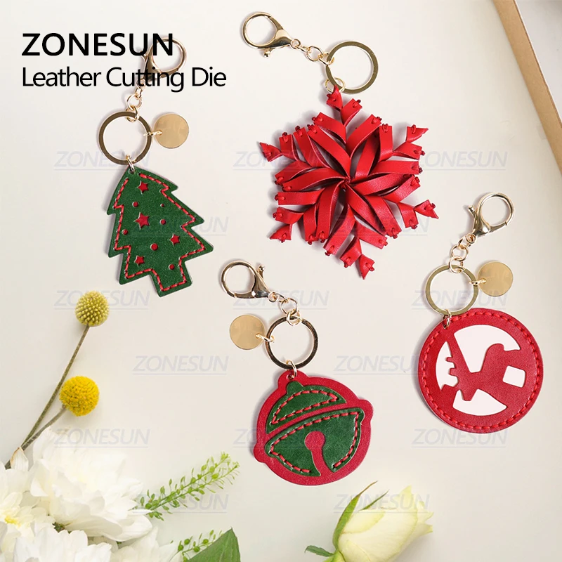 ZONESUN Колокольчик для елки, изготовленный на заказ, кожа для резки, сделай сам, ремесленные брелки в виде инструментов, деревянный шаблон, перфоратор, стальное правило
