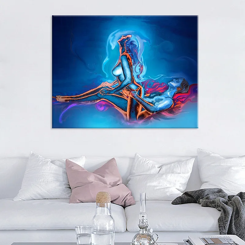 Colorful Characters Sexy Men's and Women's Paintings Canvas Wall Art Nordic Abstract Decorative Having Sex Bedroom Decorations | Дом и