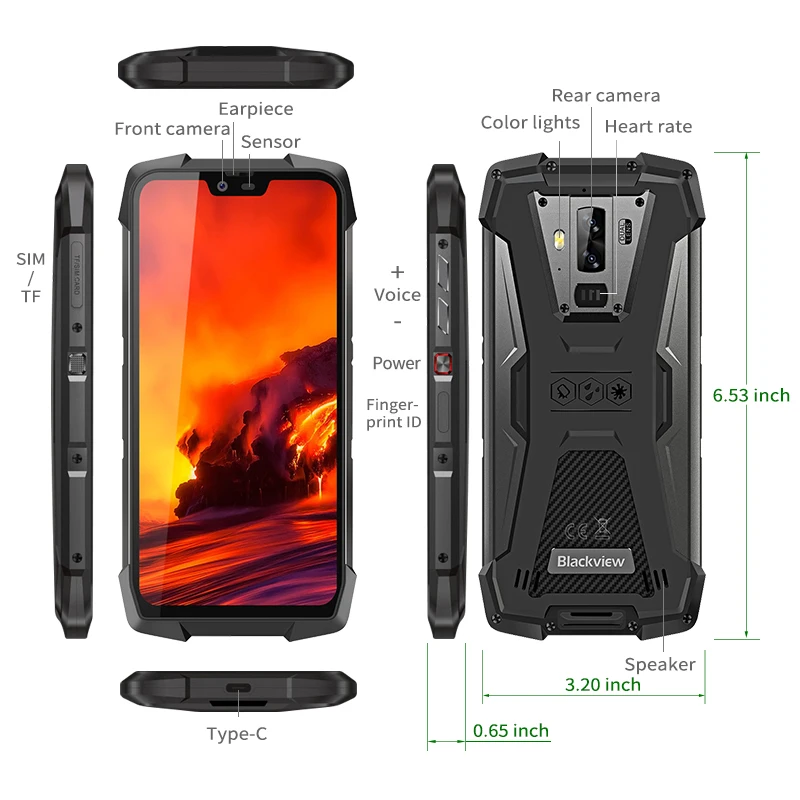 Смартфон Blackview BV9700 Pro защищенный IP68/IP69K 6 + 128 ГБ 5 84 дюйма Android 9 0 16 8 МП|Смартфоны| |
